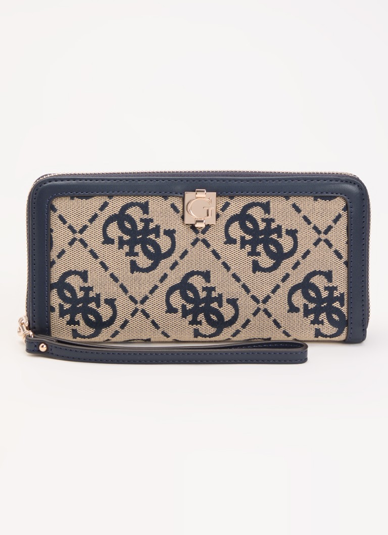 GUESS Dames Audrey portemonnee met logoprint in de kleur Donkerblauw, maat: 1SZ