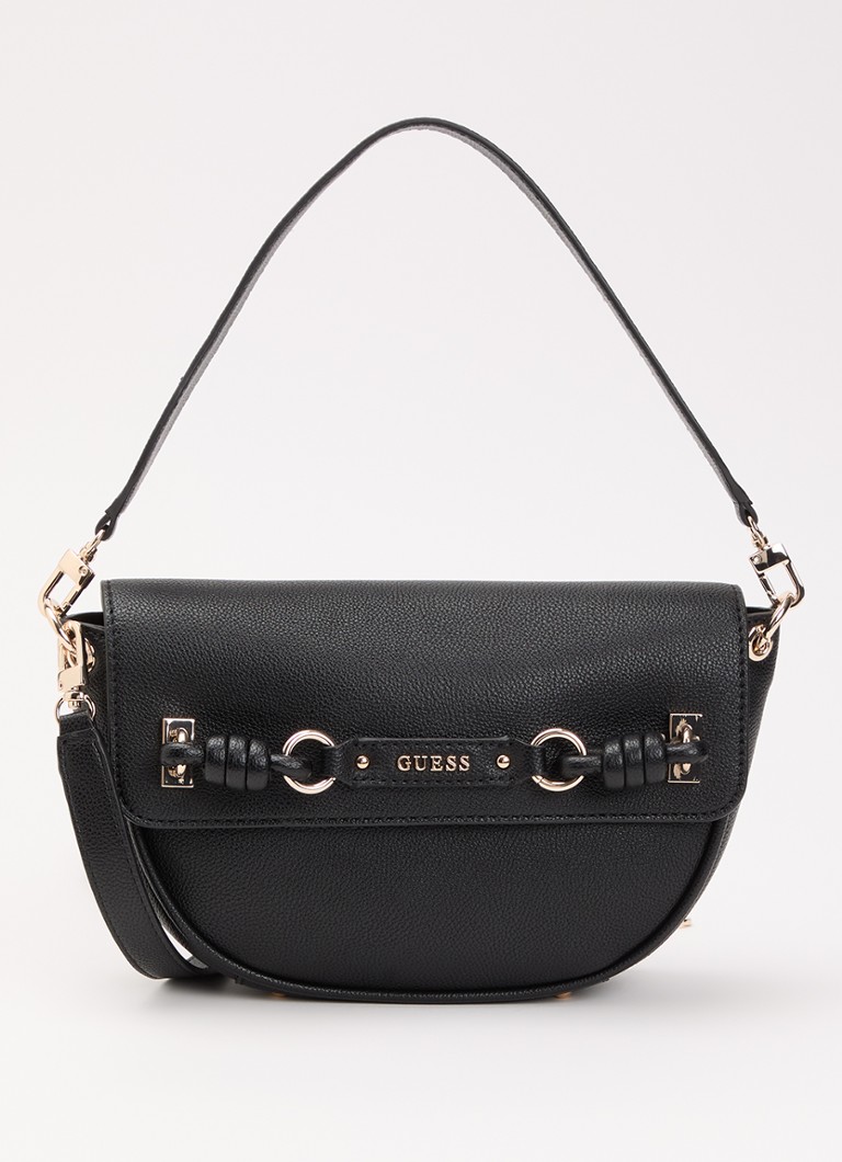 GUESS Dames Camelia schoudertas met afneembare schouderriem en logo in de kleur Zwart, maat: 1SZ