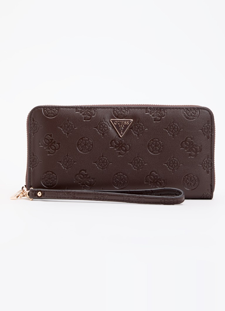 GUESS Dames Diana L portemonnee met logoprint in de kleur Chocoladebruin, maat: 1SZ