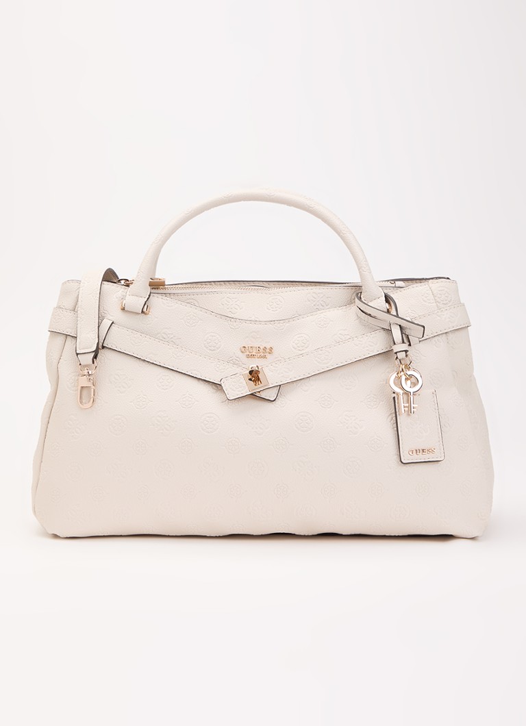 GUESS Dames Ella handtas met logoprint en afneembare schouderriem in de kleur Creme, maat: 1SZ
