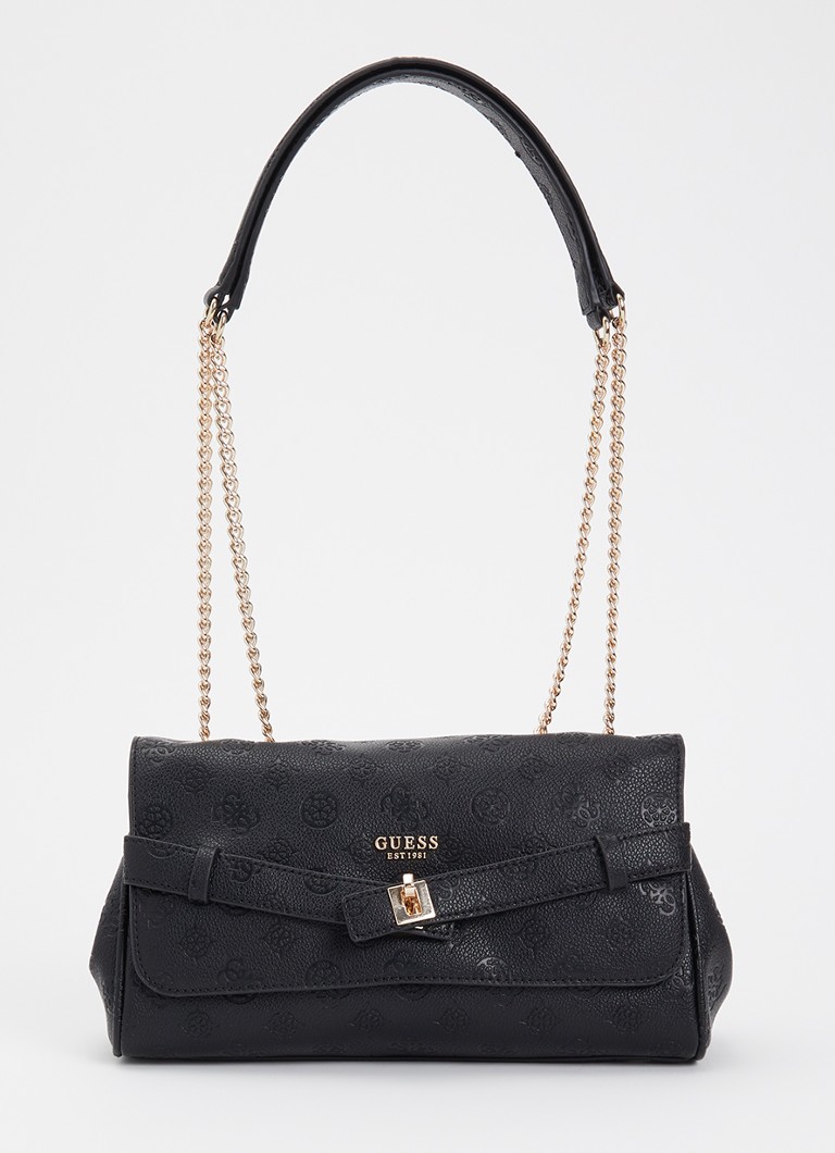 GUESS Dames Ella crossbodytas met logoprint en verstelbare schouderriem in de kleur Zwart, maat: 1SZ