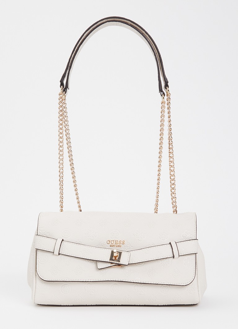 GUESS Dames Ella crossbodytas met logoprint en verstelbare schouderriem in de kleur Creme, maat: 1SZ