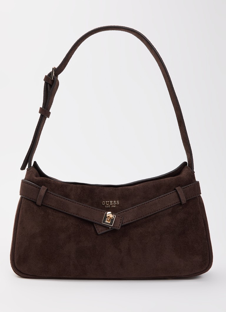 GUESS Dames Ella schoudertas met logo en verstelbare schouderriem in de kleur Donkerbruin, maat: 1SZ