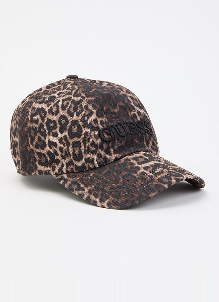GUESS Dames Gabardine met panterprint en logoborduring in de kleur Bruin, maat: 1SZ