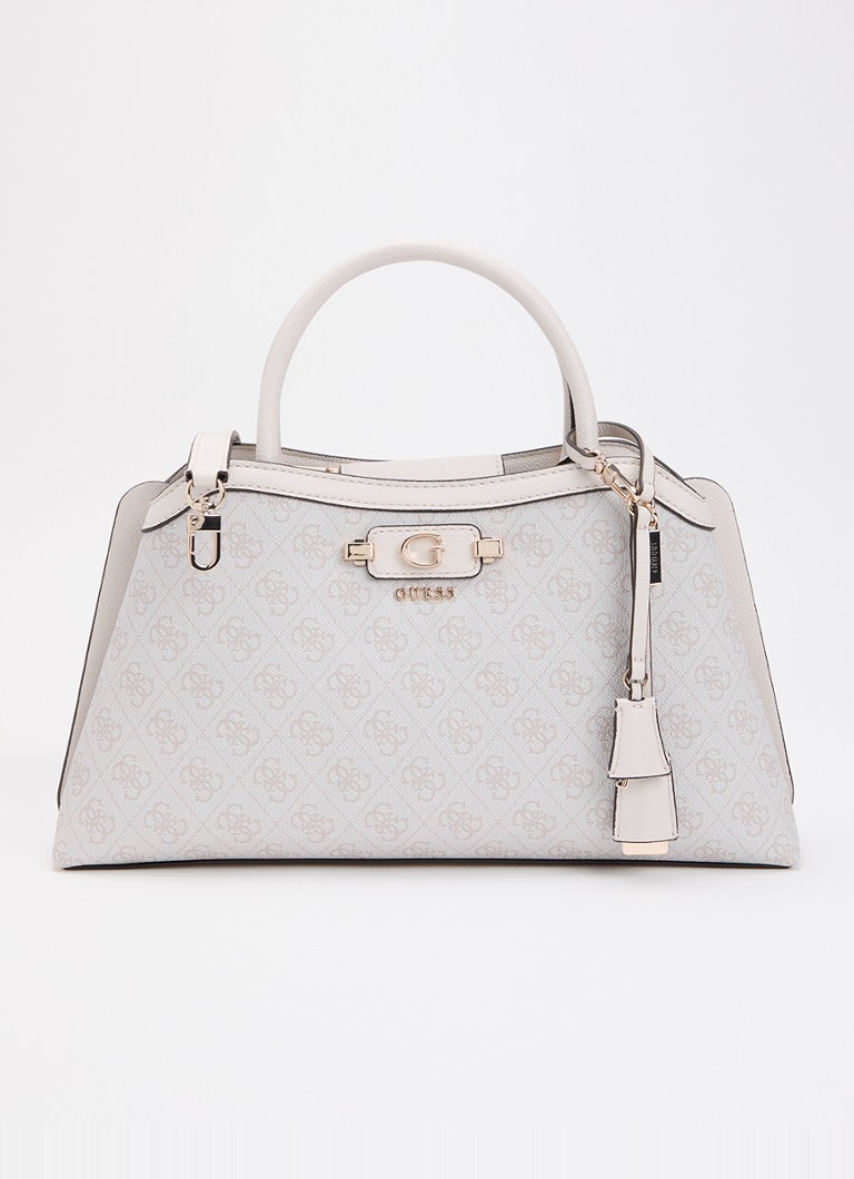GUESS Dames Lindsey schoudertas met logoprint en tasbedel in de kleur Ivoor, maat: 1SZ