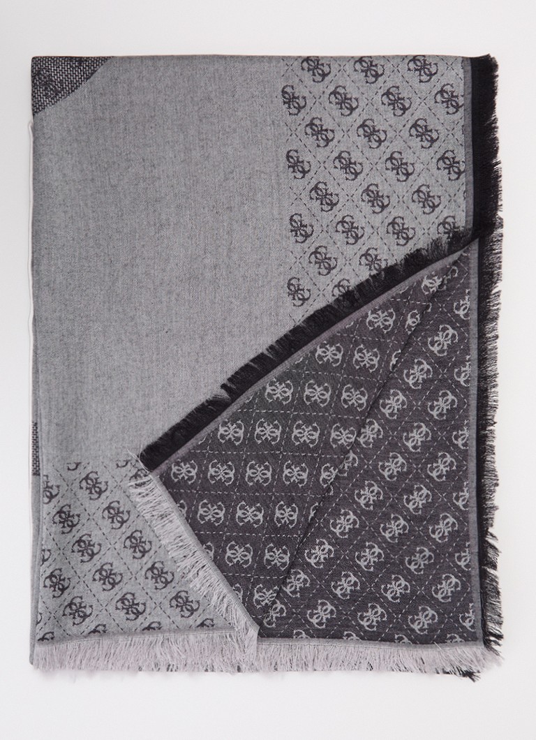 GUESS Dames Lindsey sjaal met logoprint 120 x 120 cm in de kleur Grijs, maat: 1SZ