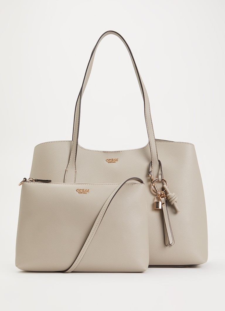GUESS Dames Melody schoudertas met uitneembaar etui en tasbedel in de kleur Taupe, maat: 1SZ