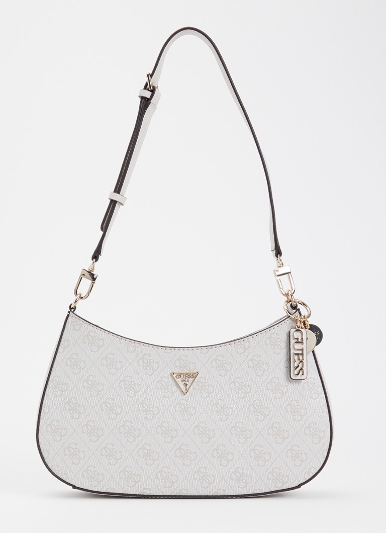 GUESS Dames Noelle II schoudertas met logoprint en tasbedel in de kleur Creme, maat: 1SZ