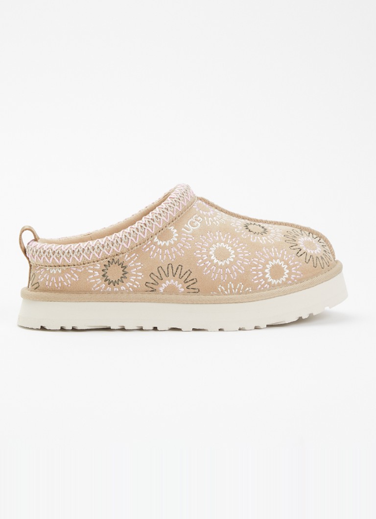 UGG Meisjes Tazz Sun Stitch instapper van suède in de kleur Khaki, maat: 32.5
