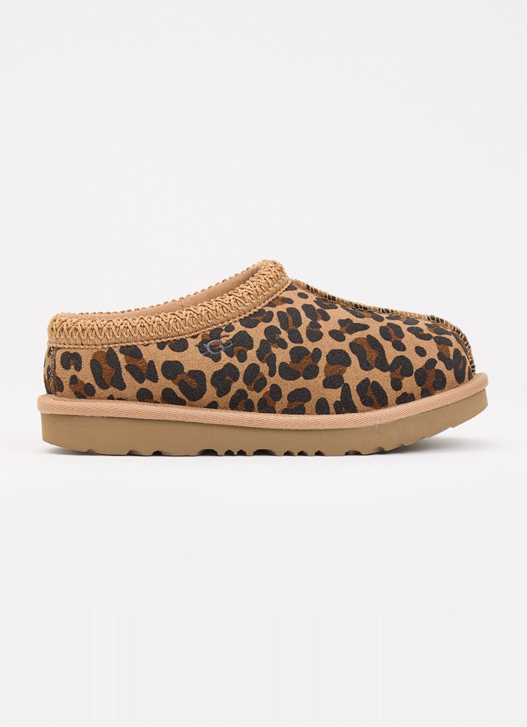 UGG Meisjes Tasman II Spotted instapper van suède met panterprint in de kleur Camel, maat: 26