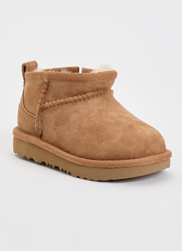 UGG Meisjes Classic Ultra Mini enkellaarsje van suède in de kleur Bruin, maat: 27,5