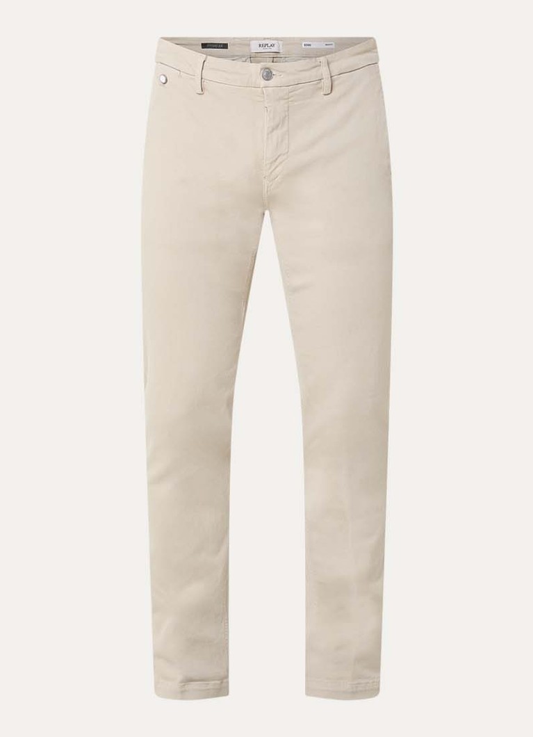 Replay Heren Benni slim fit broek met steekzakken in de kleur Beige, maat: W34/L32