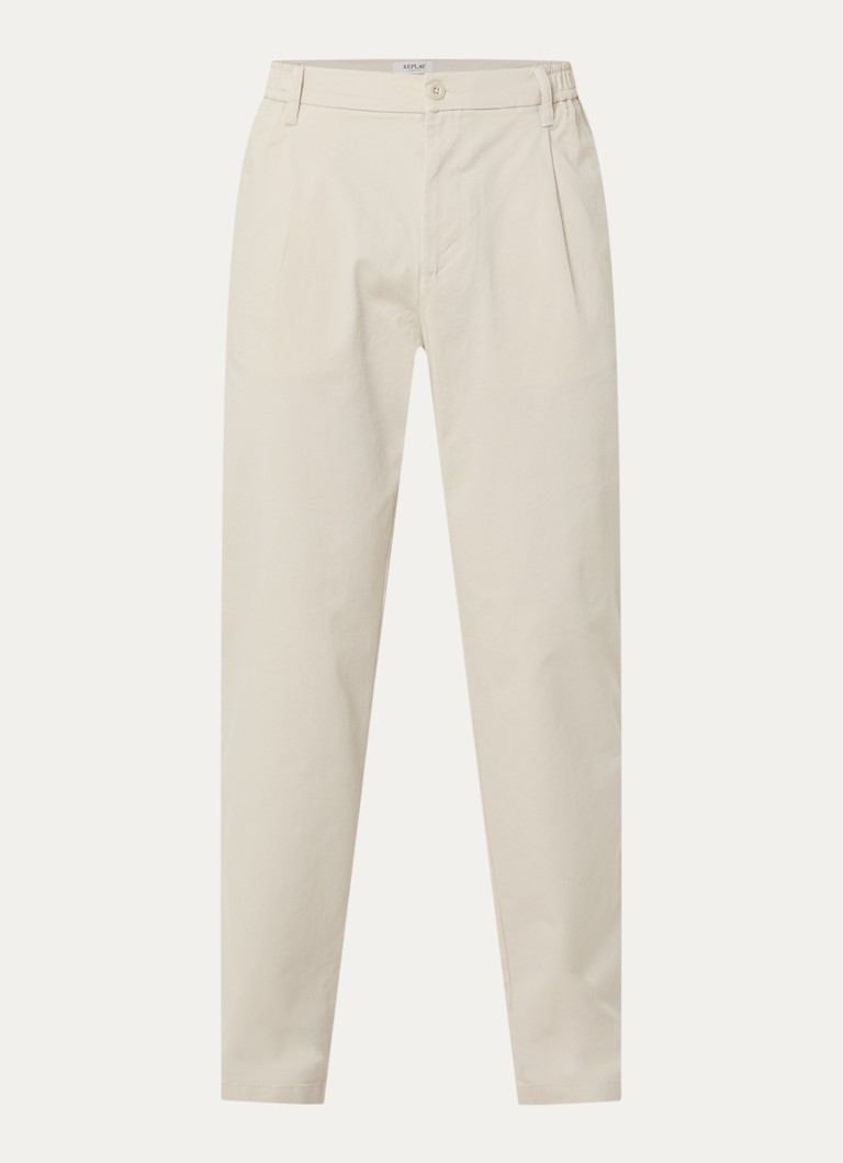 Replay Heren Straight fit chino met steekzakken in de kleur Creme, maat: W34/L32