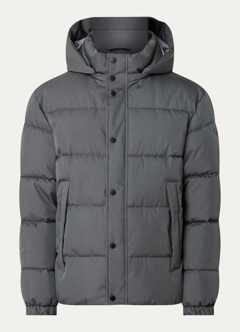 Replay Heren Puffer jack met ritszakken en afneembare capuchon in de kleur Antraciet, maat: L