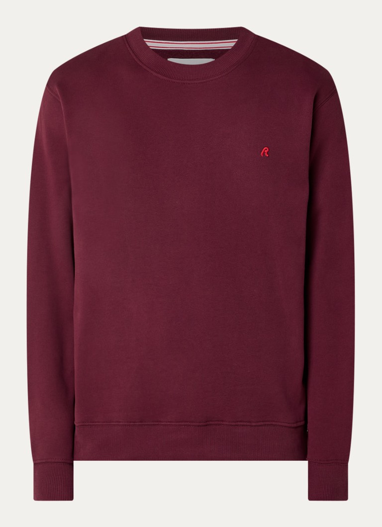 Replay Heren Sweater met logoborduring in de kleur Bordeauxrood, maat: S