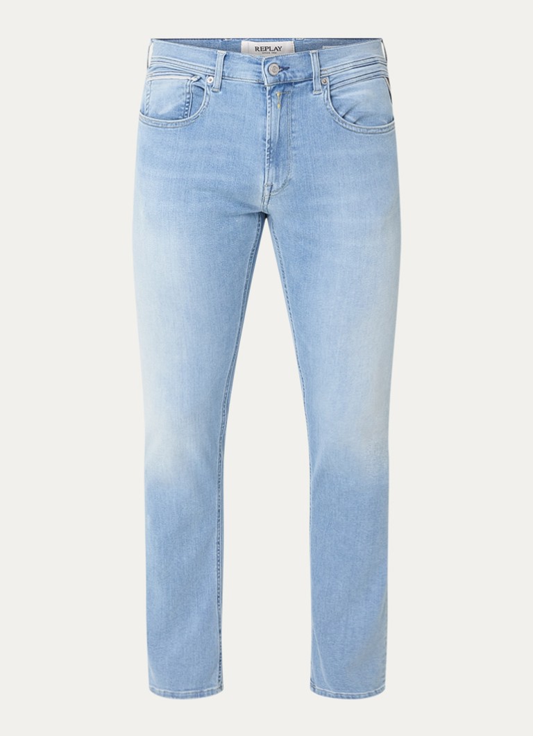 Replay Heren Hyperflex Dust Grover slim fit jeans met lichte wassing in de kleur Indigo, maat: W32/L34