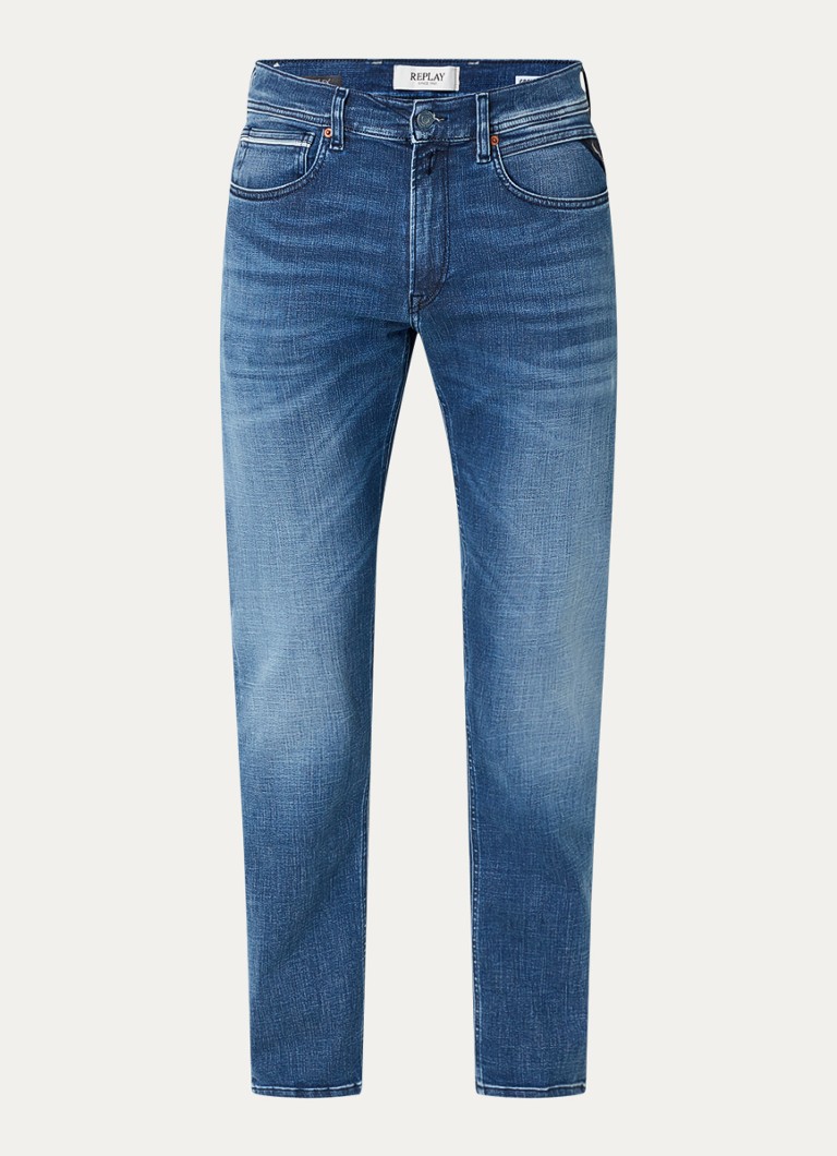 Replay Heren Grover straight leg jeans met medium wassing in de kleur Blauw, maat: W33/L34