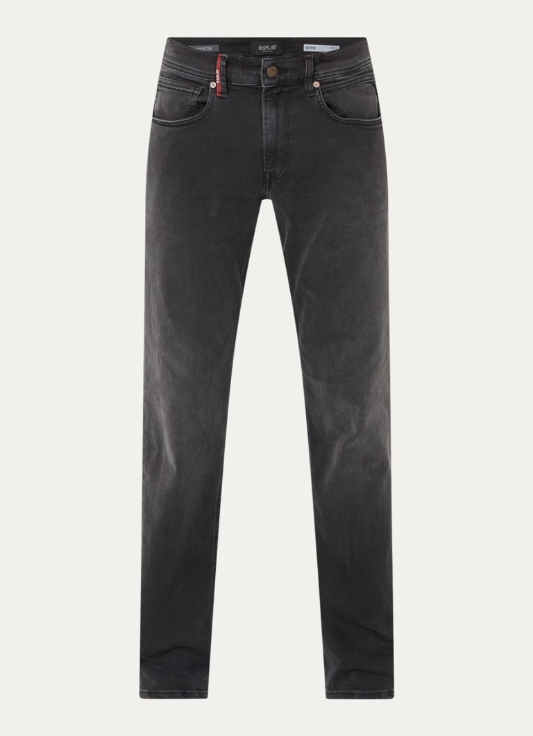 Replay Heren Grover straight leg jeans met gekleurde wassing in de kleur Donkergrijs, maat: W30/L32