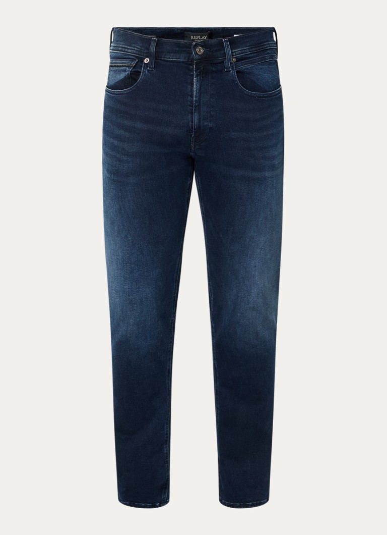 Replay Heren Grover slim fit jeans met medium wassing in de kleur Indigo, maat: W29/L32