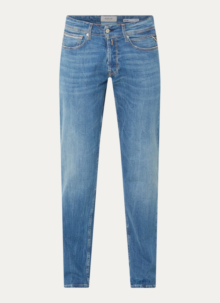 Replay Heren Grover slim fit jeans met medium wassing in de kleur Blauwgrijs, maat: W36/L32