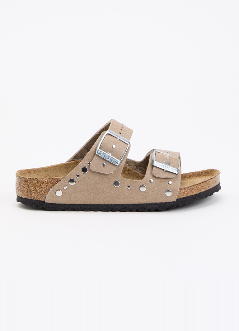 Birkenstock Meisjes Arizona Rivet sandaal van suède in de kleur Donkerbeige, maat: 29