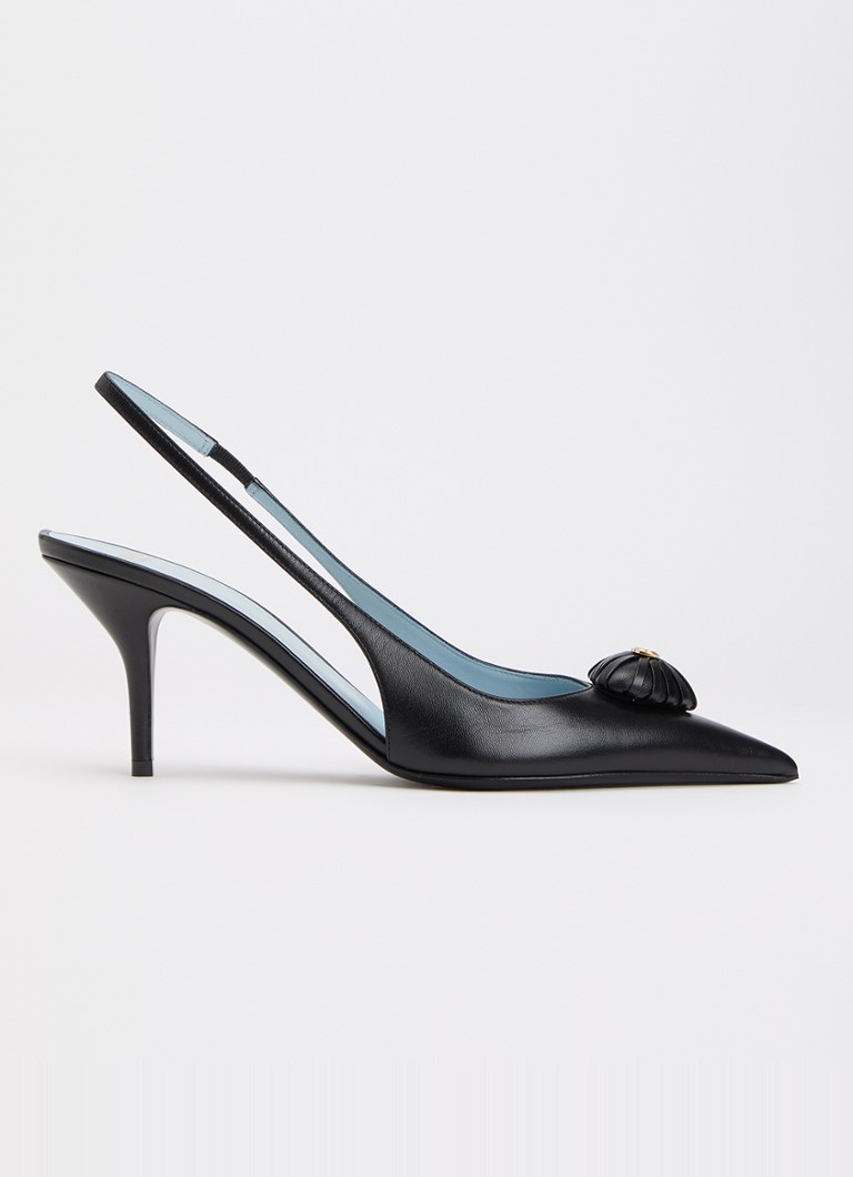 Valentino Garavani Dames Coeur Royal slingback van geitenleer met applicatie in de kleur Zwart, maat: 39