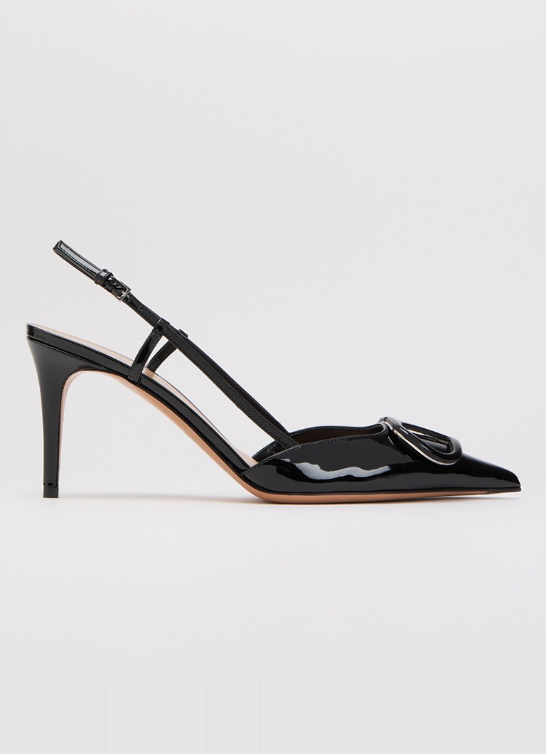 Valentino Garavani Dames VLogo Signature slingback van lakleer in de kleur Zwart, maat: 39