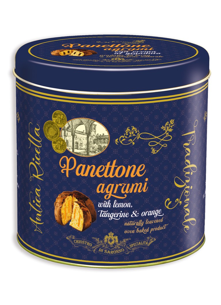 Chiostro di Saronno Agrumi panettone met gekonfijte citroenschil in blik 750 gram - Deal