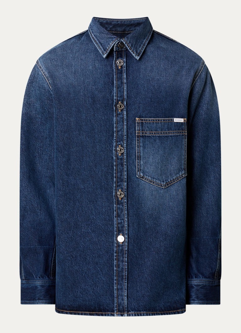 Givenchy Heren Regular fit overshirt van denim in de kleur Indigo, maat: M