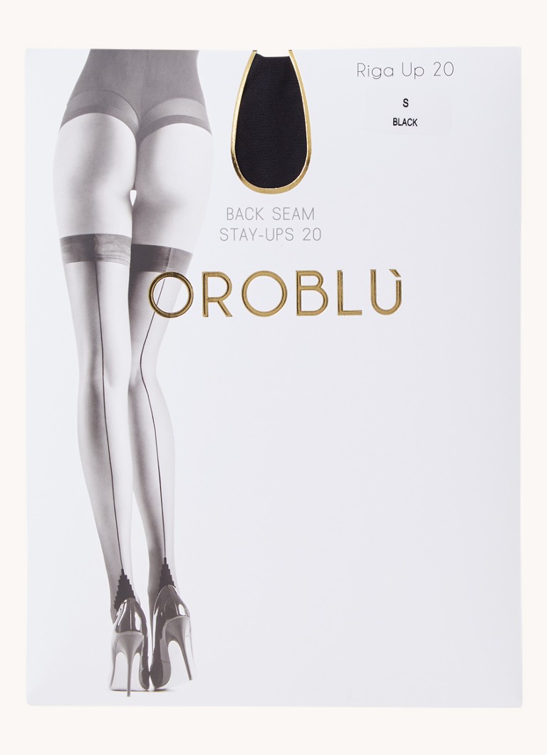 Oroblu Dames Riga hold-ups in 20 denier in de kleur Zwart, maat: S
