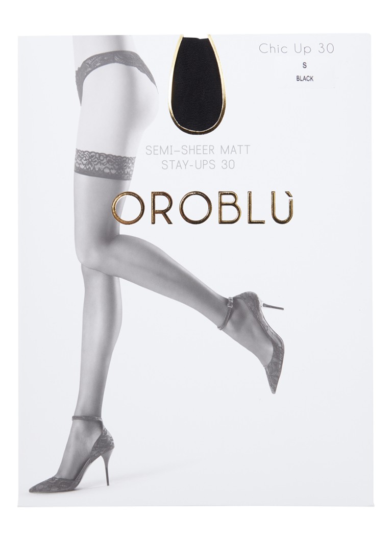 Oroblu Dames Chic stay-ups in 30 denier in de kleur Zwart, maat: S