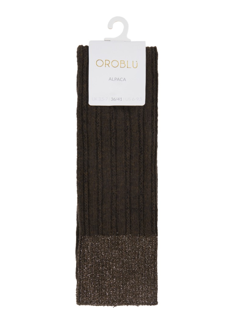 Oroblu Dames Jasmine kniekousen in alpaca wolblend met glitter in de kleur Donkerbruin, maat: ONE SIZE