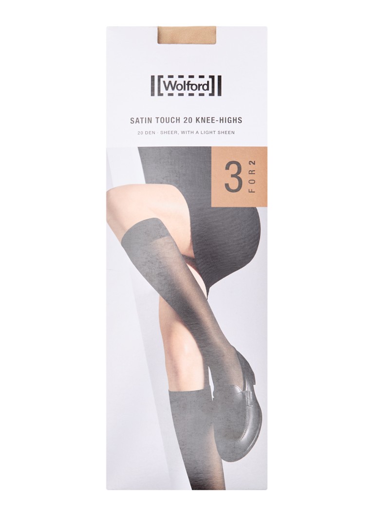 Wolford Dames Satin Touch pantysokken in 20 denier black in 3-pack in de kleur Beige