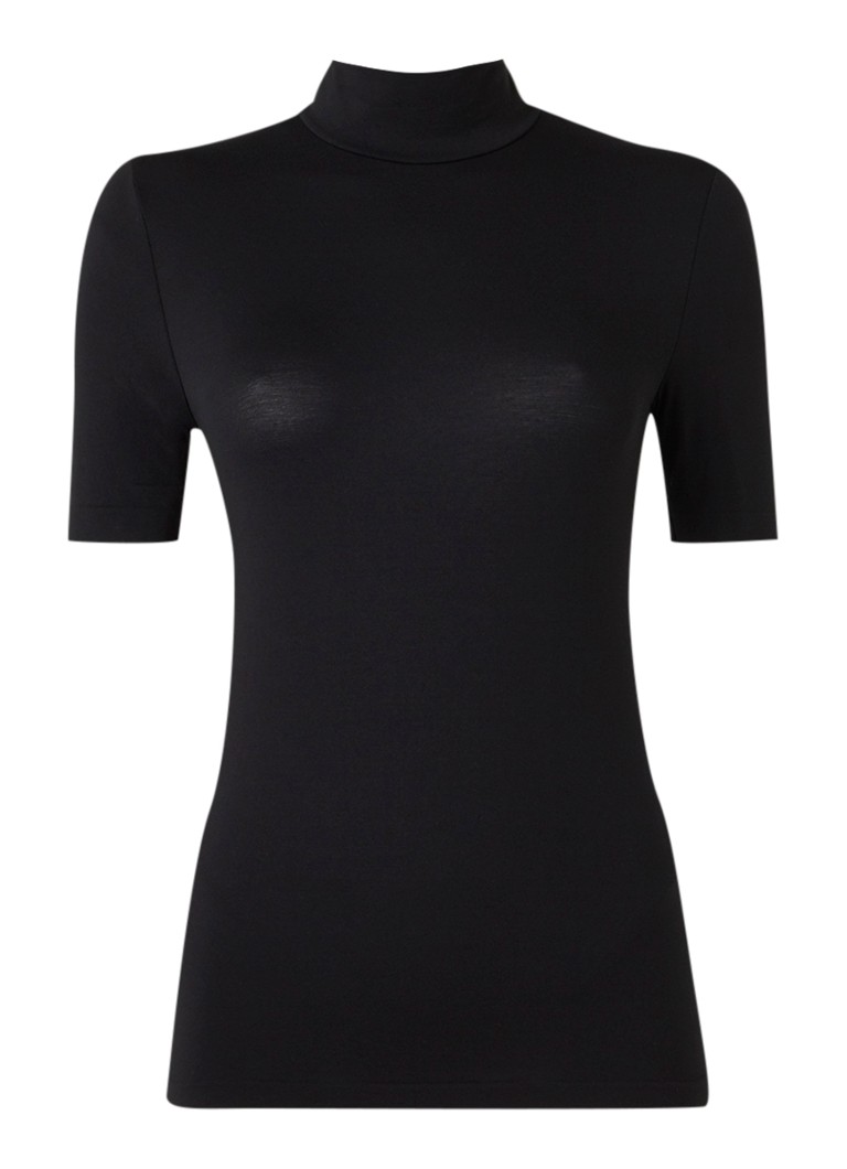 Wolford Dames Aurora top met col in de kleur Diepzwart