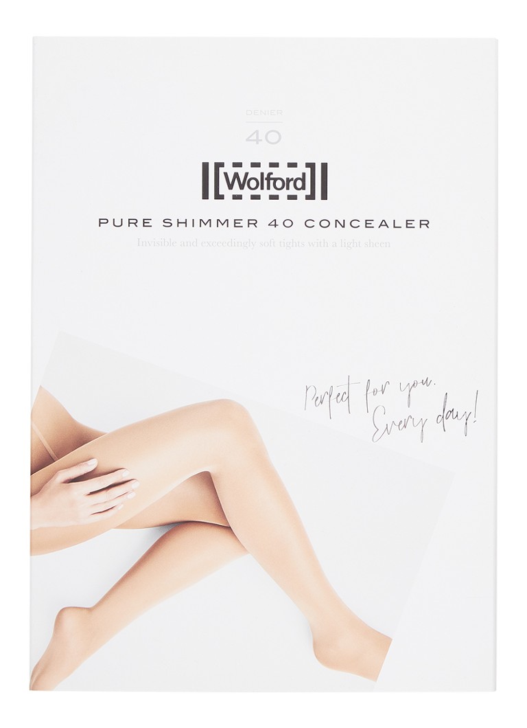Wolford Dames Pure Shimmer Concealer panty in 40 denier in de kleur Donkerbeige