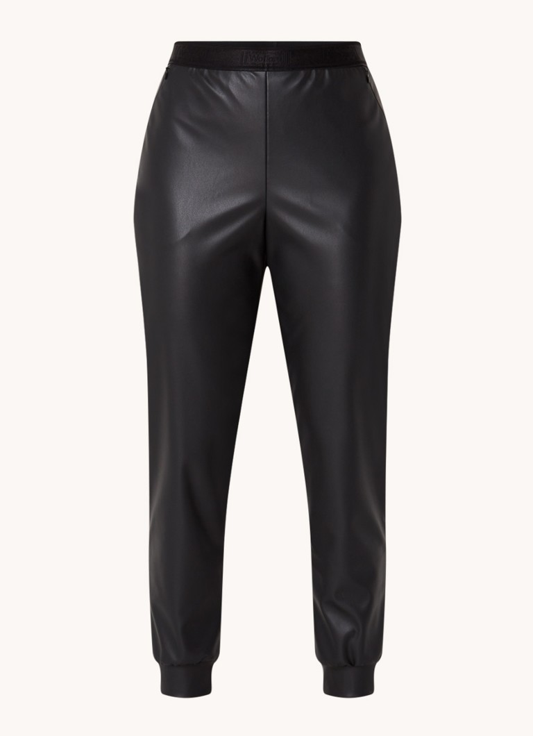 Wolford Dames High waist tapered fit cropped broek van imitatieleer in de kleur Zwart