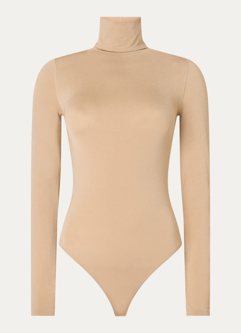 Wolford Dames Colorado stringbody met col in de kleur Donkerbeige