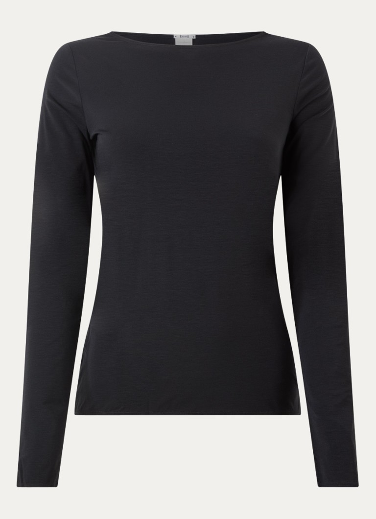 Wolford Dames Pure longsleeve met ronde hals in de kleur Zwart