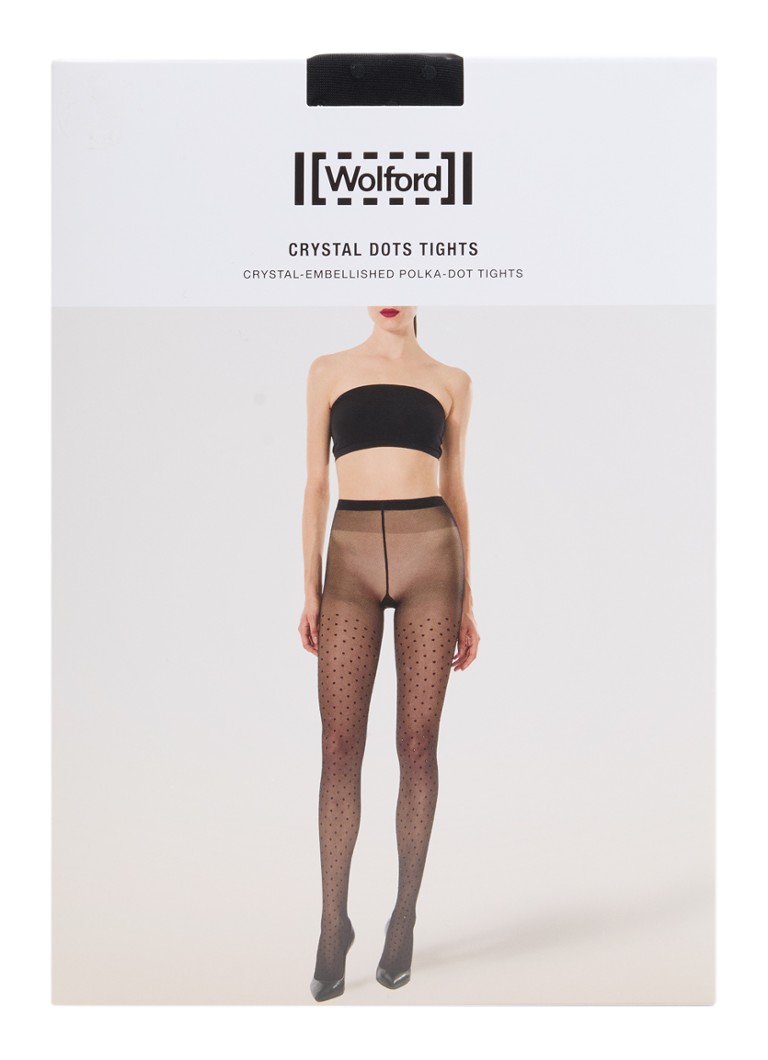 Wolford Dames Crystal Dots panty met stippenprint in 20 denier in de kleur Zwart