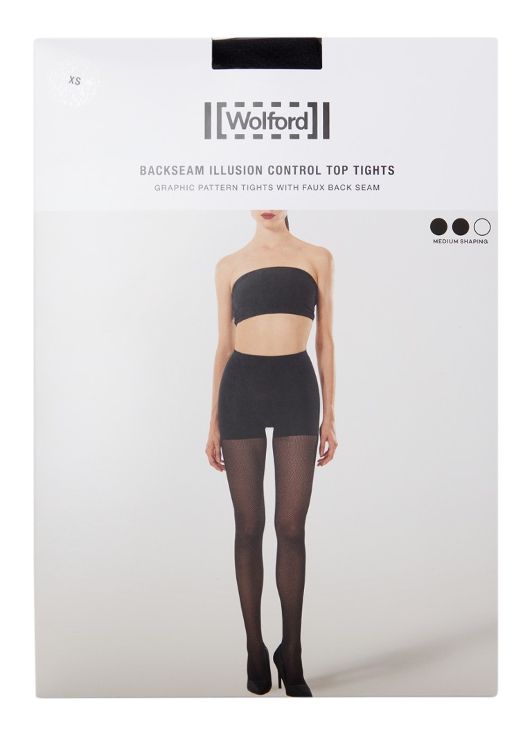 Wolford Dames Backseam Illusion corrigerende netpanty in 30 denier in de kleur Zwart