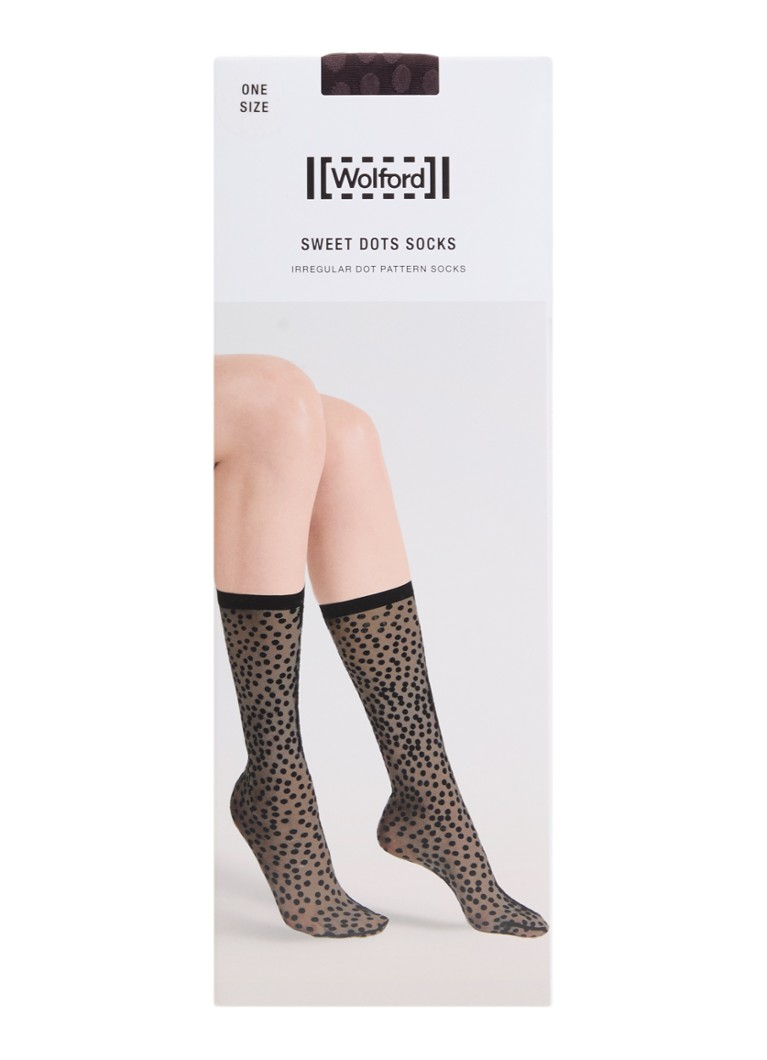 Wolford Dames Sweet Dots pantysokken met stippenprint in 20 denier in de kleur Aubergine