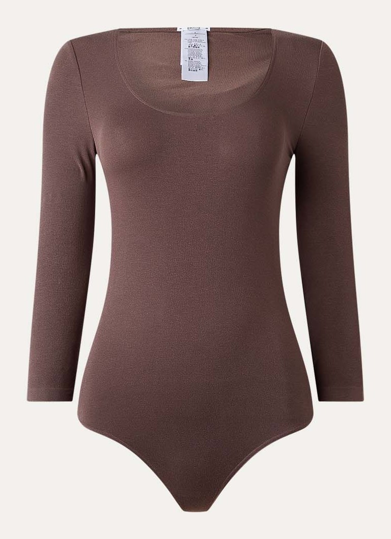 Wolford Dames Tokio stringbody met ronde hals in de kleur Bruin