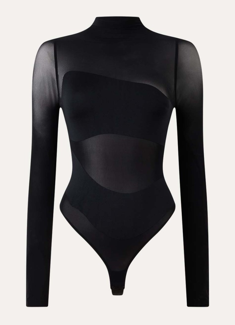 Wolford Dames Shade stringbody met print in de kleur Zwart