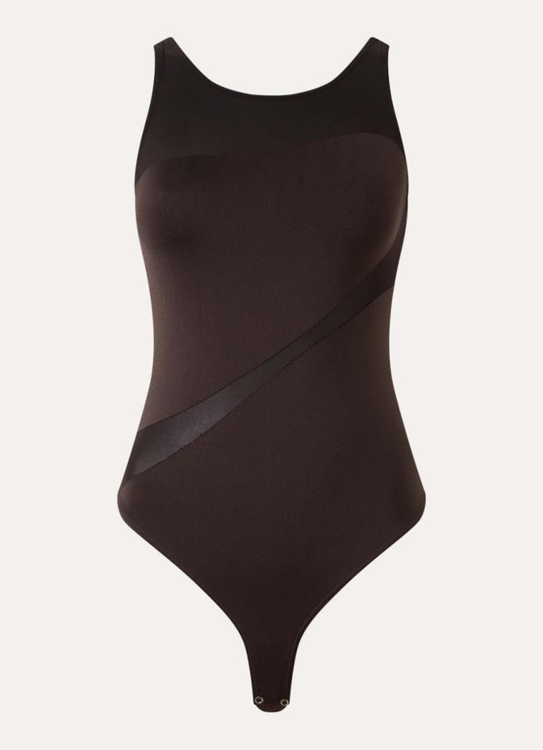 Wolford Dames Shade stringbody in de kleur Donkerbruin