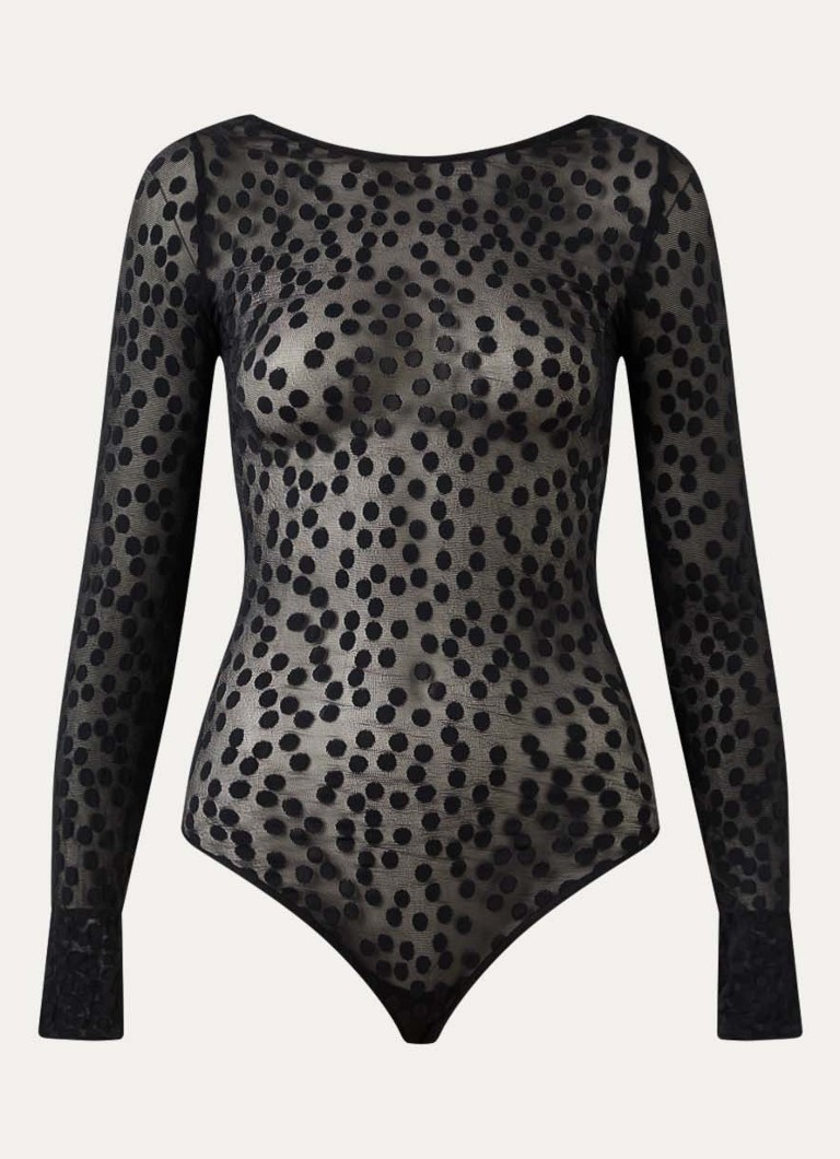 Wolford Dames Stringbody met stippenprint in de kleur Zwart