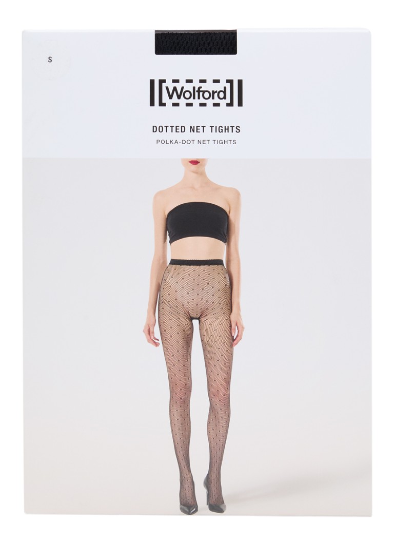 Wolford Dames Netpanty met stippenmotief in de kleur Zwart