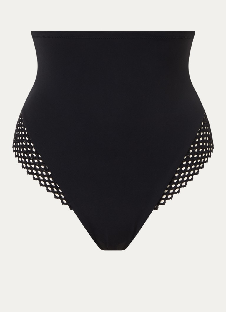 Wolford Dames Romantic high waisted corrigerende hipster met opengewerkt dessin in de kleur Zwart