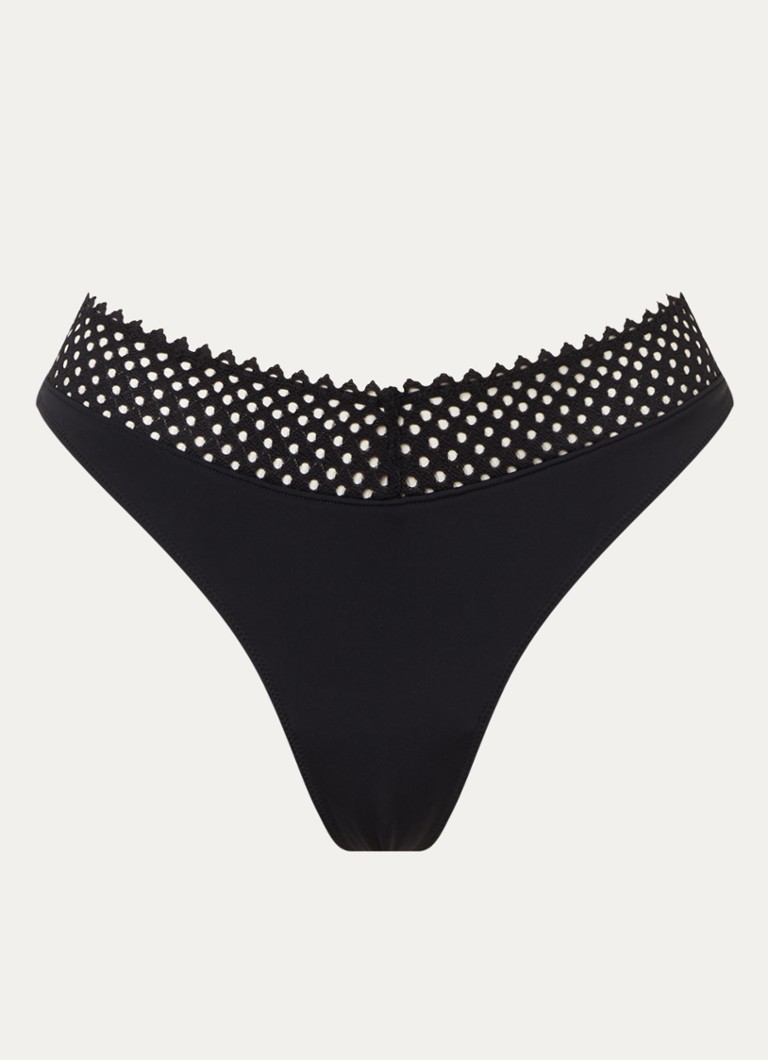 Wolford Dames Romantic string met opengewerkt dessin in de kleur Zwart