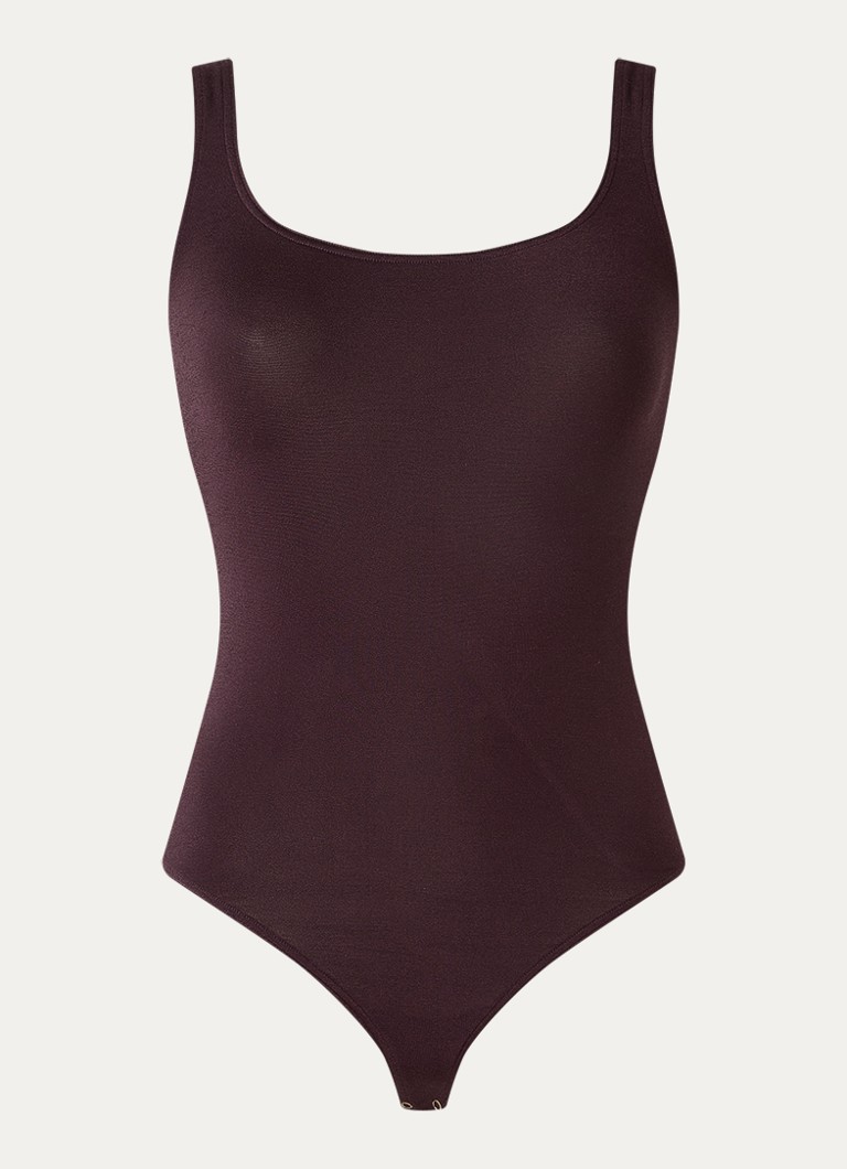 Wolford Dames Jamaika stringbody met glanzende finish in de kleur Aubergine