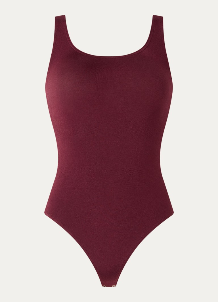 Wolford Dames Jamaika stringbody met glanzende finish in de kleur Bordeauxrood